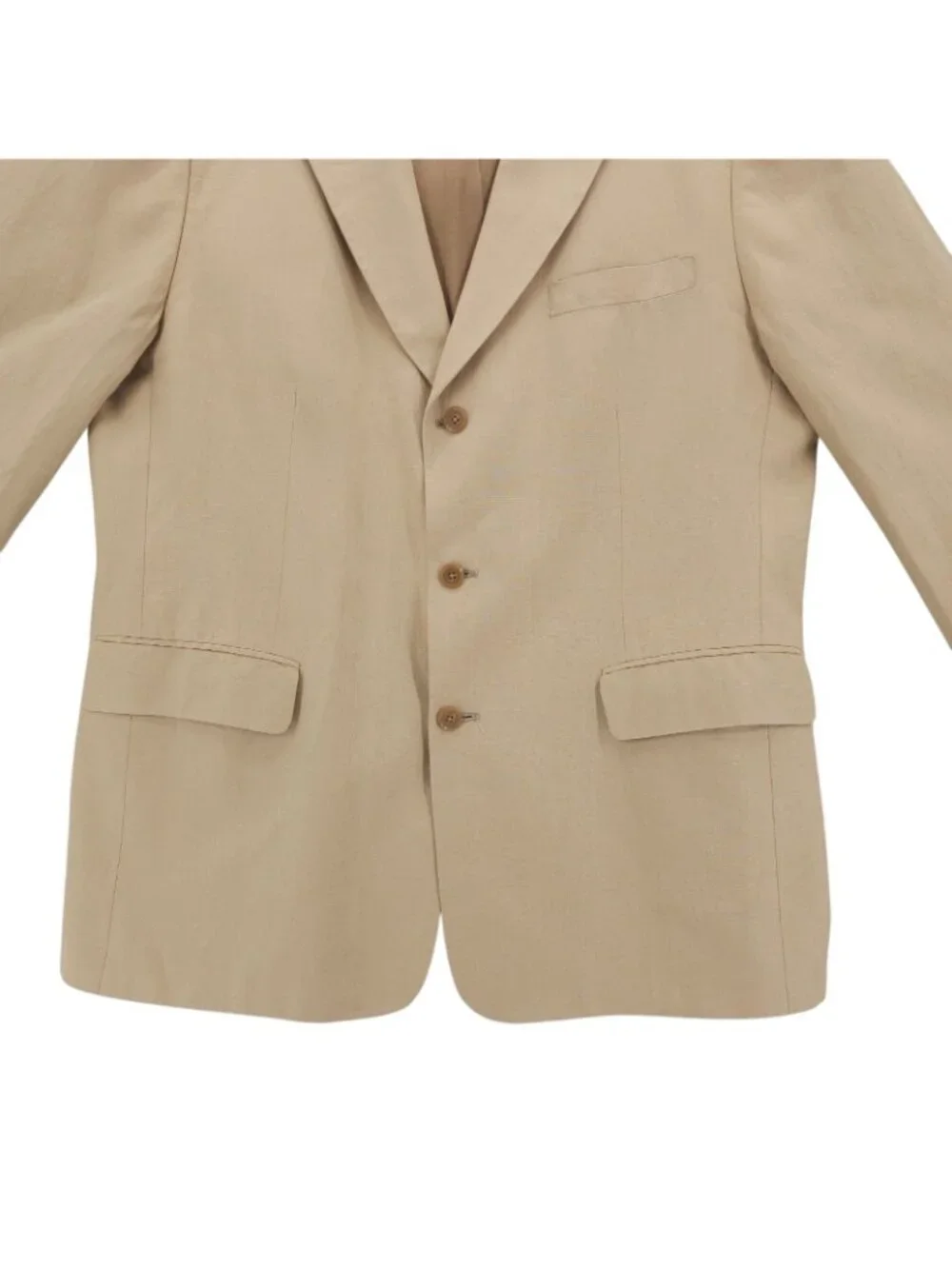 J CREW Vintage Men's 100% Linen Blazer 3 Button Tan Beige MADE IN USA Size 44R